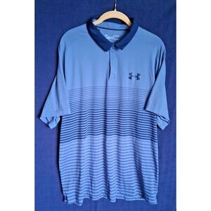 Under Armour Men's XL Polo Shirt Heatgear Loose Blue Purple Stripe Extra Large